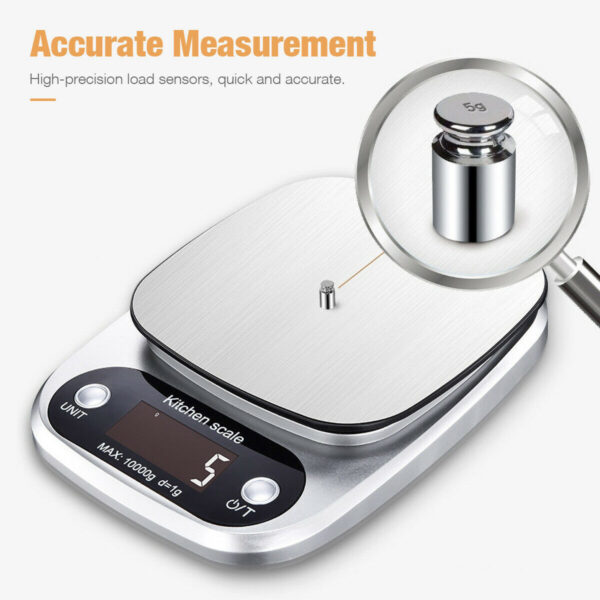 Digital Kitchen Food Diet Scale, Multifunction Weight Balance 22lbs 1g Kitchen Scale Stainless Steel Weighing Scale For Food Diet Postal Balance Measuring - Image 10