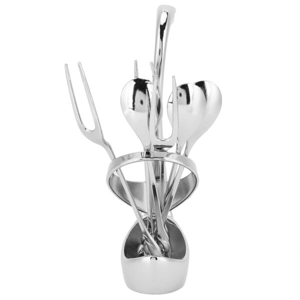 7Pcs/Set Zinc Alloy Dinnerware Swan Holder Tableware with 3 Spoons 3 Forks Home Decoration - Image 10