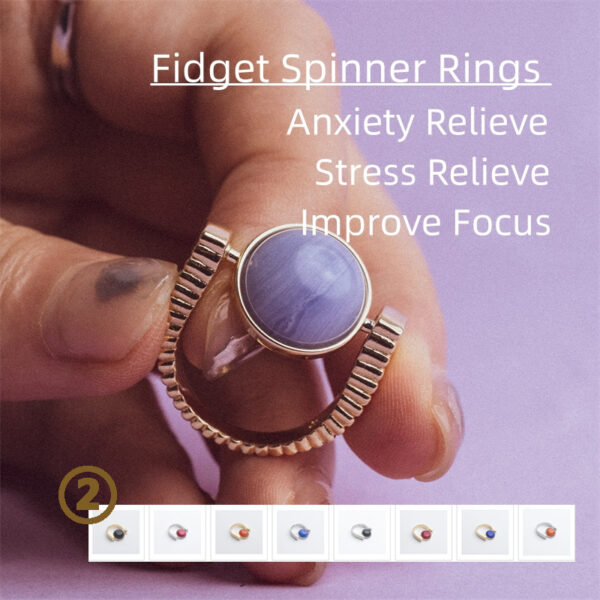 Original Fidget Spinner Rings Natural Stone Rings Replaceable Spinners For Anxiety And Stress Relief Jewelry Gifts