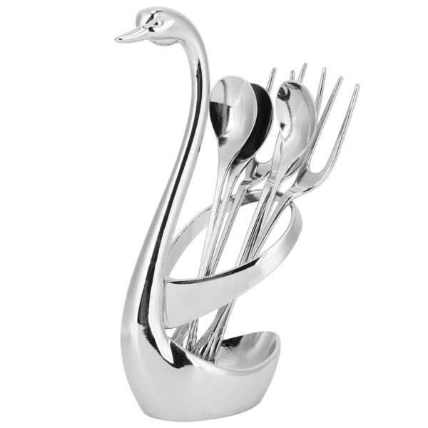 7Pcs/Set Zinc Alloy Dinnerware Swan Holder Tableware with 3 Spoons 3 Forks Home Decoration - Image 7