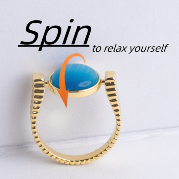 Original Fidget Spinner Rings Natural Stone Rings Replaceable Spinners For Anxiety And Stress Relief Jewelry Gifts - Image 2