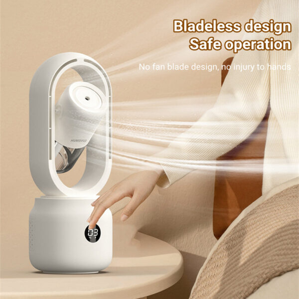 Summer Water Cooled Spray Mist Electric Fan USB Rechargeable Portable Wireless Air Humidifier Bladeless Ventilator Table Fan - Image 9