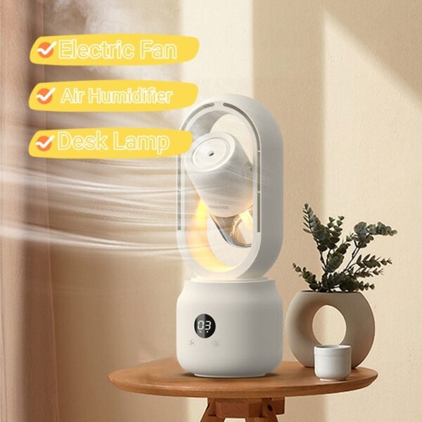 Summer Water Cooled Spray Mist Electric Fan USB Rechargeable Portable Wireless Air Humidifier Bladeless Ventilator Table Fan - Image 3