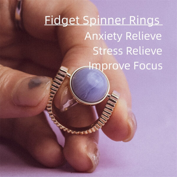 Original Fidget Spinner Rings Natural Stone Rings Replaceable Spinners For Anxiety And Stress Relief Jewelry Gifts - Image 4