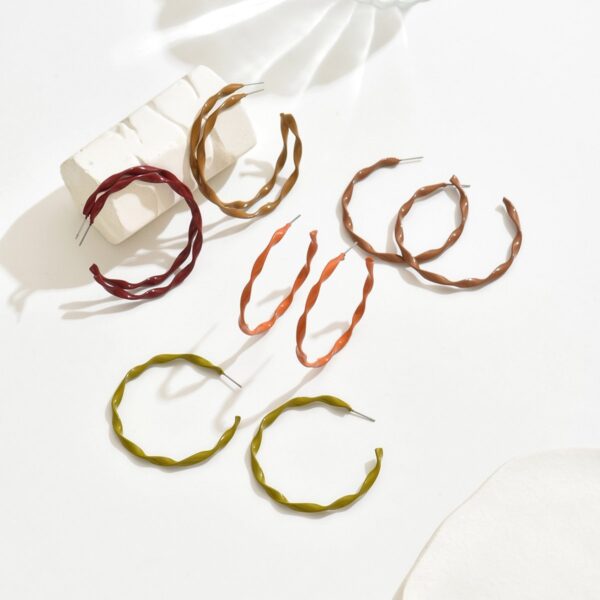 Twisted Hoop Earrings - Modern  Statement Jewelry For Women - Image 3