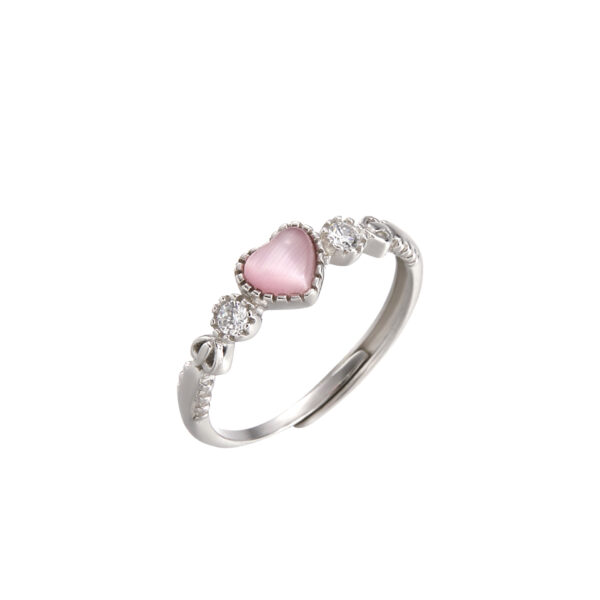 Pink Opal Love Heart-shaped Ring Women's Design Sense Niche - Image 2